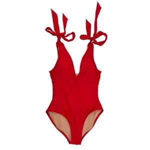 J.Crew Women Bright Red One-Piece Swimsuit Resort Vacation Preppy Beach Size 4